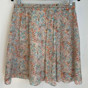 J. Crew Floral Orange and Blue Print Silk Skirt Size 6